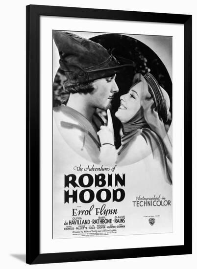 The Adventures of Robin Hood, from Left, Errol Flynn, Olivia De Havilland, 1938-null-Framed Art Print