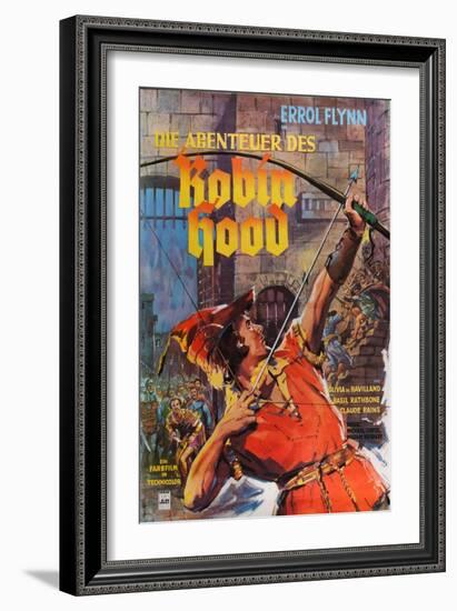 The Adventures of Robin Hood, German Movie Poster, 1938-null-Framed Art Print