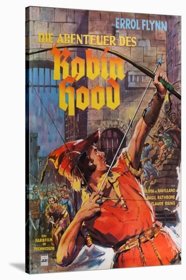 The Adventures of Robin Hood, German Movie Poster, 1938-null-Stretched Canvas