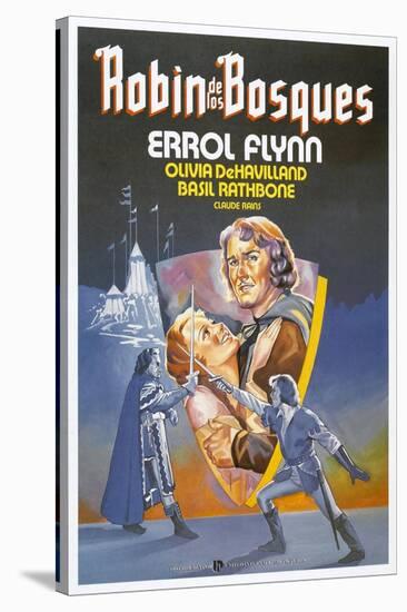 The Adventures of Robin Hood, Spanish Movie Poster, 1938-null-Stretched Canvas