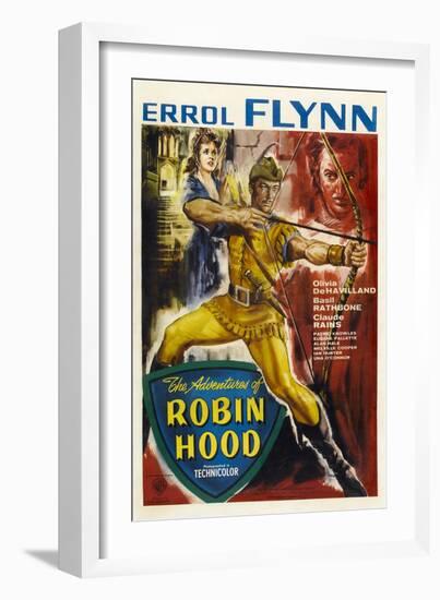 The Adventures of Robin Hood, UK Movie Poster, 1938-null-Framed Art Print