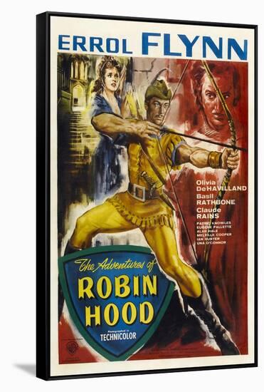 The Adventures of Robin Hood, UK Movie Poster, 1938-null-Framed Stretched Canvas