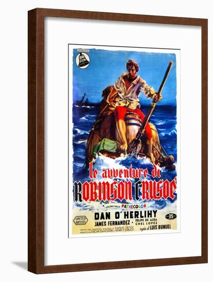 The Adventures of Robinson Crusoe, (AKA Le Avventure Di Robinson Crusoe), Italian Poster Art, 1954-null-Framed Art Print