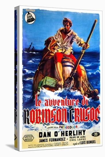 The Adventures of Robinson Crusoe, (AKA Le Avventure Di Robinson Crusoe), Italian Poster Art, 1954-null-Stretched Canvas