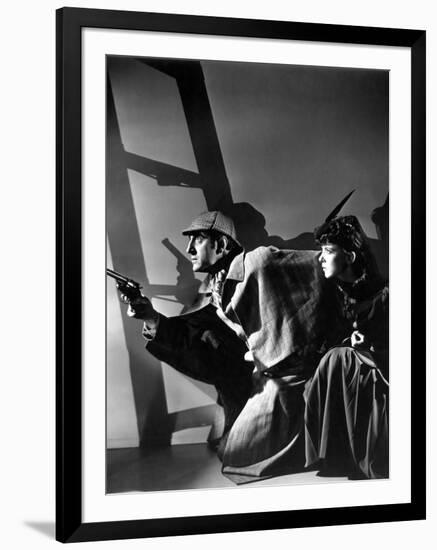 THE ADVENTURES OF SHERLOCK HOLMES, 1939 directed by ALFRED WERKER Basil Rathbone and Ida Lupino (b/-null-Framed Photo