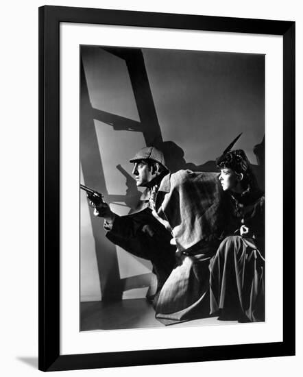 THE ADVENTURES OF SHERLOCK HOLMES, 1939 directed by ALFRED WERKER Basil Rathbone and Ida Lupino (b/-null-Framed Photo