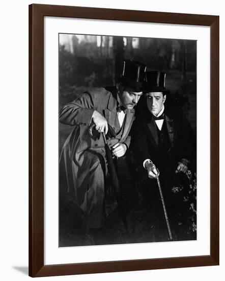 THE ADVENTURES OF SHERLOCK HOLMES, 1939 directed by ALFRED WERKER Nigel Bruce and Basil Rathbone (b-null-Framed Photo