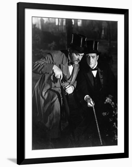 THE ADVENTURES OF SHERLOCK HOLMES, 1939 directed by ALFRED WERKER Nigel Bruce and Basil Rathbone (b-null-Framed Photo