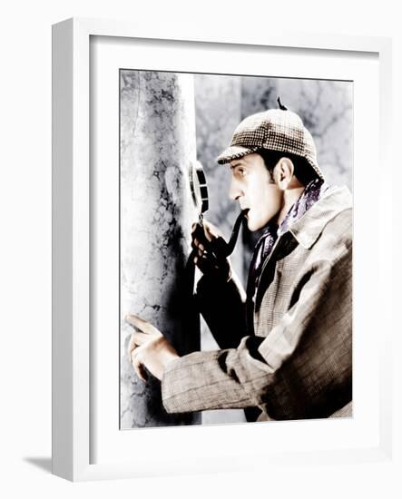 The Adventures of Sherlock Holmes, Basil Rathbone, 1939-null-Framed Photo