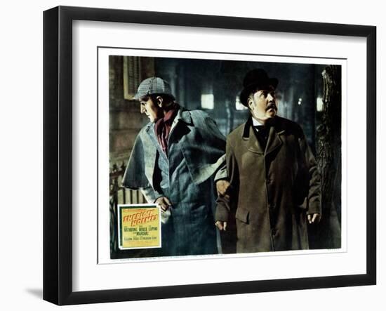 The Adventures of Sherlock Holmes, from Left, Basil Rathbone, Nigel Bruce, 1939-null-Framed Art Print