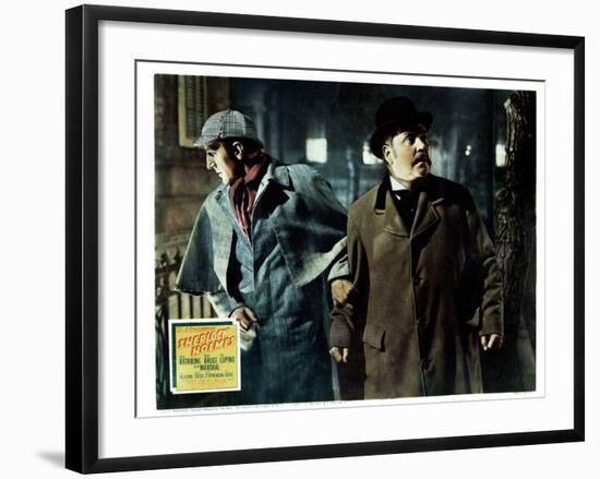 The Adventures of Sherlock Holmes, from Left, Basil Rathbone, Nigel Bruce, 1939-null-Framed Art Print