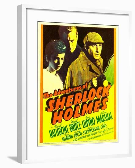 The Adventures of Sherlock Holmes, Ida Lupino, Alan Marshal, Basil Rathbone, 1939-null-Framed Photo