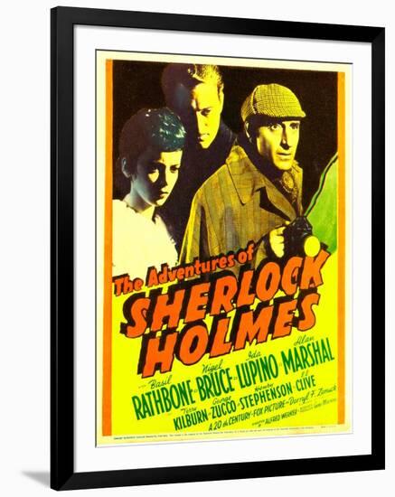 The Adventures of Sherlock Holmes, Ida Lupino, Alan Marshal, Basil Rathbone, 1939-null-Framed Photo