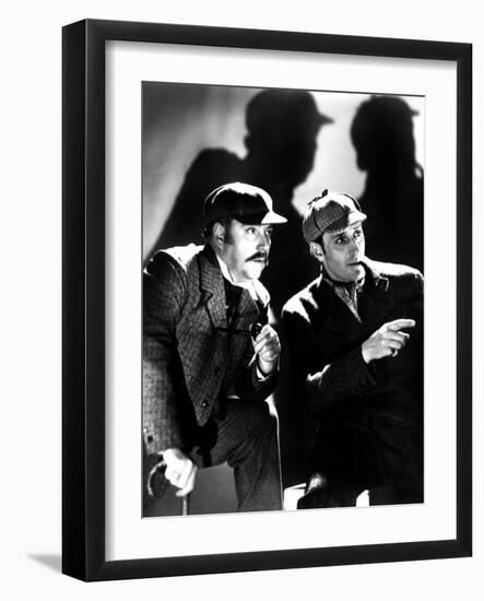 The Adventures of Sherlock Holmes, Nigel Bruce, Basil Rathbone, 1939, as Watson and Sherlock Holmes-null-Framed Photo