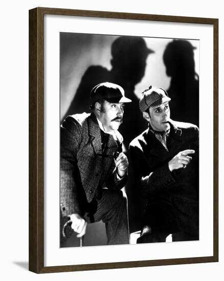 The Adventures of Sherlock Holmes, Nigel Bruce, Basil Rathbone, 1939, as Watson and Sherlock Holmes-null-Framed Photo