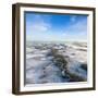 The Aerial View the River on Snow-Covered Forest Plain in Time of Cold Winter Day. Network of Seism-Vladimir Melnikov-Framed Photographic Print