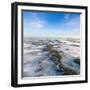 The Aerial View the River on Snow-Covered Forest Plain in Time of Cold Winter Day. Network of Seism-Vladimir Melnikov-Framed Photographic Print