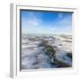 The Aerial View the River on Snow-Covered Forest Plain in Time of Cold Winter Day. Network of Seism-Vladimir Melnikov-Framed Photographic Print