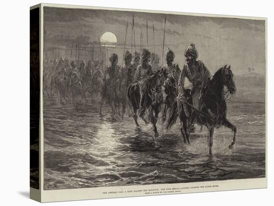 The Afghan War, a Raid Against the Momunds, the 11th Bengal Lancers Crossing the Kunar River-null-Stretched Canvas