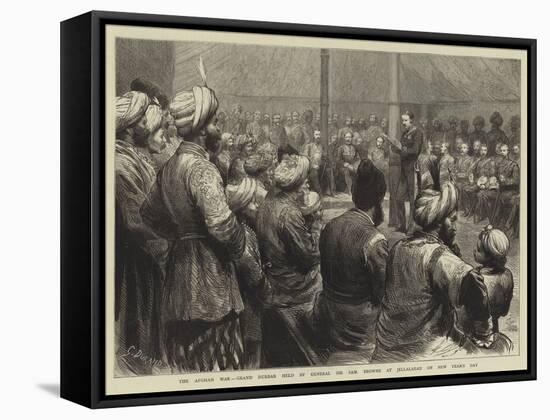 The Afghan War, Grand Durbar Held by General Sir Samuel Browne at Jellalabad on New Year's Day-Godefroy Durand-Framed Stretched Canvas