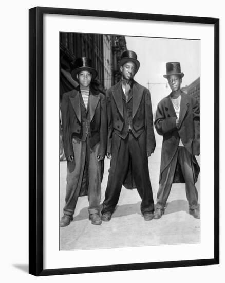 The African American Teenagers with Tuxedos and Top Hats During the August 1943 Riots in Harlem-null-Framed Photo