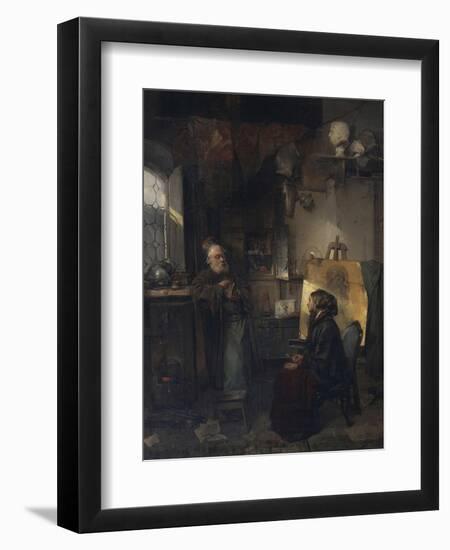 The Aged Moneylender Examining the Last Pieces of Jewelry of Lady Fallen on Hard Times, 1853-Domenico Induno-Framed Giclee Print