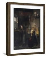 The Aged Moneylender Examining the Last Pieces of Jewelry of Lady Fallen on Hard Times, 1853-Domenico Induno-Framed Giclee Print