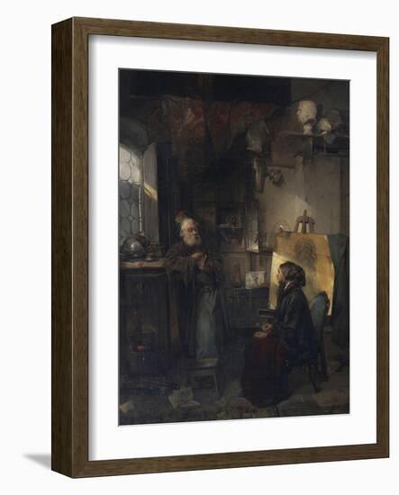 The Aged Moneylender Examining the Last Pieces of Jewelry of Lady Fallen on Hard Times, 1853-Domenico Induno-Framed Giclee Print