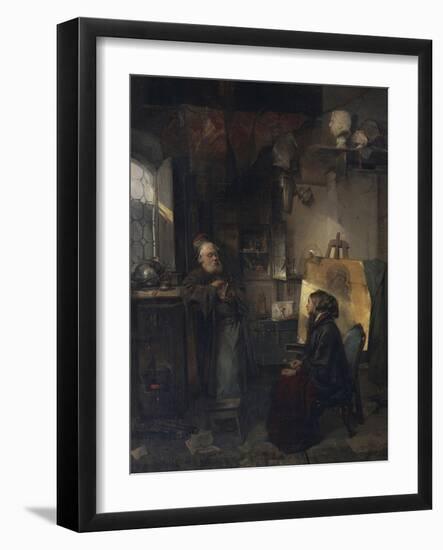 The Aged Moneylender Examining the Last Pieces of Jewelry of Lady Fallen on Hard Times, 1853-Domenico Induno-Framed Giclee Print