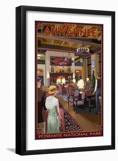 The Ahwahnee Lobby - Yosemite National Park, California-Lantern Press-Framed Art Print