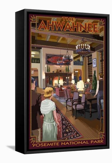 The Ahwahnee Lobby - Yosemite National Park, California-Lantern Press-Framed Stretched Canvas