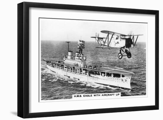 The Aircraft Carrier HMS 'Eagle' and a Fairey Flycatcher Aircraft-null-Framed Giclee Print