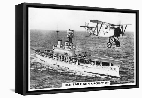 The Aircraft Carrier HMS 'Eagle' and a Fairey Flycatcher Aircraft-null-Framed Stretched Canvas
