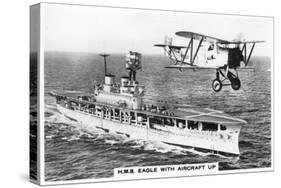 The Aircraft Carrier HMS 'Eagle' and a Fairey Flycatcher Aircraft-null-Stretched Canvas