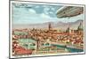The Airship Above Florence-null-Mounted Giclee Print