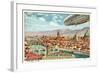 The Airship Above Florence-null-Framed Giclee Print