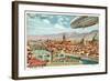 The Airship Above Florence-null-Framed Giclee Print