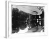 The Airship of Alberto Santos-Dumont (1873-1932) Landing in Bois de Boulogne in the Rothschild…-Valerian Gribayedoff-Framed Photographic Print