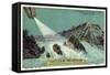 The Airship over the Rhine Falls During the Night-null-Framed Stretched Canvas