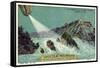 The Airship over the Rhine Falls During the Night-null-Framed Stretched Canvas