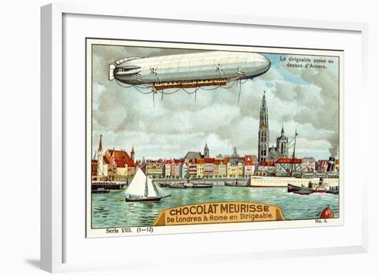 The Airship Passing over Antwerp-null-Framed Giclee Print