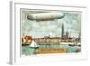 The Airship Passing over Antwerp-null-Framed Giclee Print