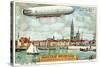 The Airship Passing over Antwerp-null-Stretched Canvas