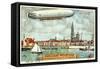 The Airship Passing over Antwerp-null-Framed Stretched Canvas