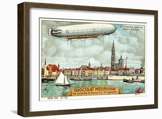 The Airship Passing over Antwerp-null-Framed Giclee Print