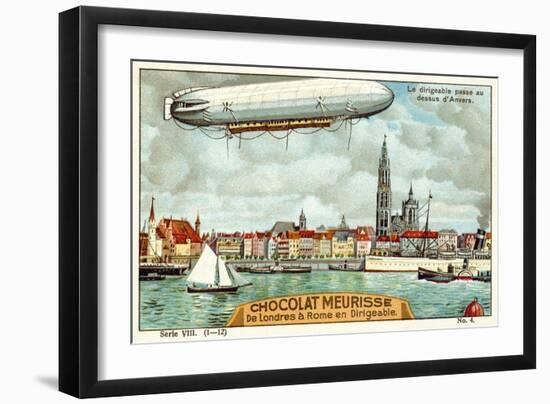 The Airship Passing over Antwerp-null-Framed Giclee Print