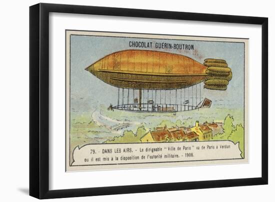 The Airship Ville De Paris Flying from Paris to Verdun to Be Placed under Military Authority, 1908-null-Framed Giclee Print