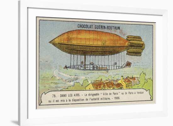 The Airship Ville De Paris Flying from Paris to Verdun to Be Placed under Military Authority, 1908-null-Framed Giclee Print