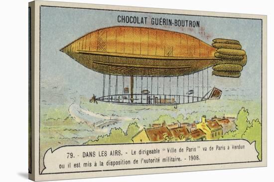 The Airship Ville De Paris Flying from Paris to Verdun to Be Placed under Military Authority, 1908-null-Stretched Canvas