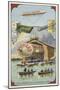 The Airship Zeppelin on Lake Constance, 1900-null-Mounted Giclee Print
